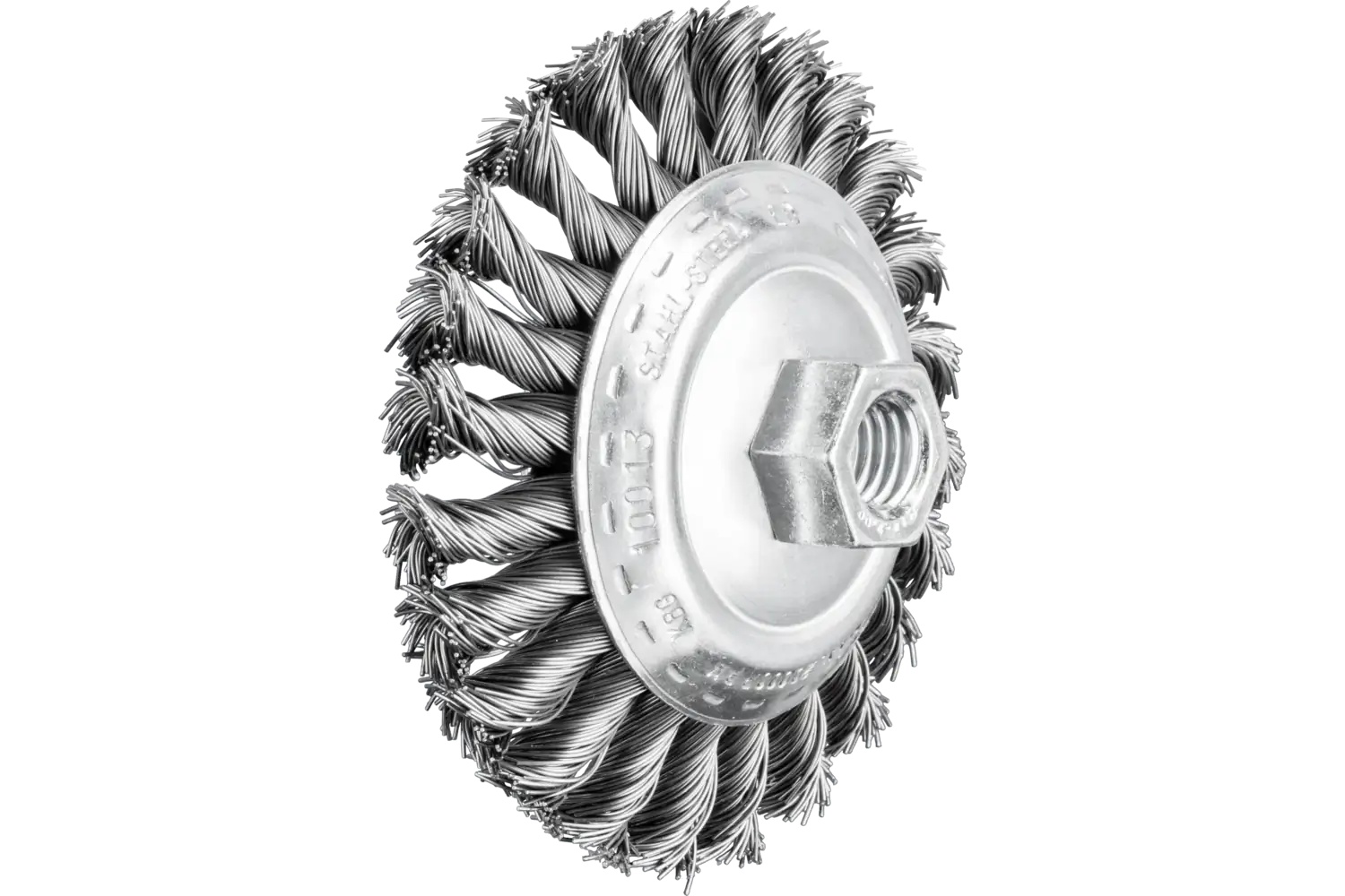 Picture of Pferd Knot Wire Bevel Brush 4" Dia. .020 Carbon Steel 5/8-11" Thread